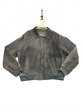 Vintage Y2k Sears The Men's Store Brown Suede Leather Bomber Jacket Size 48